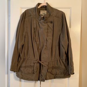 Lucky Brand Asymmetrical Military Jacket Dark Sage 3X